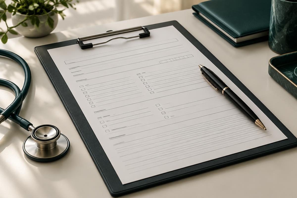 Prancheta médica preparada para anamnese